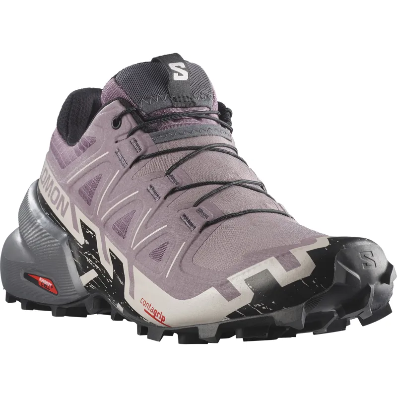 Salomon Speedcross 6 Women's Trail Running Shoe in Moonscape/Black/Ashes of Roses-5